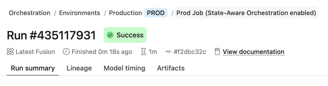 Navigate back to the job itself through the breadcrumb. Navigate back to the job itself through the breadcrumb.